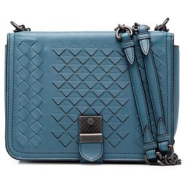 Borsa a tracolla Bottega Veneta Blue Mini Nappa Intrecciato Runway