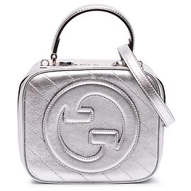 Borsa a mano Blondie Gucci in pelle di vitello metallizzata matelassé argento con manico superiore