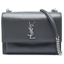 Autre Marque Saint Laurent Black Medium Calfskin Monogram Sunset Crossbody