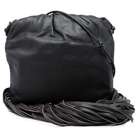 Bottega Veneta The Fringe Pouch aus schwarzem Nappa-Leder