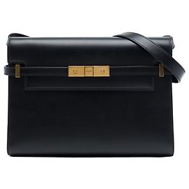 Autre Marque Bolsa de Ombro Manhattan Saint Laurent em Pele de Bezerro Lisa Preta, tamanho Medium