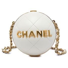 Chanel Minaudiere Crossbody 22 Sphere in pelle di agnello matelassé bianca