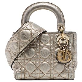 Dior Gold Mini Metallic Calfskin Cannage Supple Lady Dior