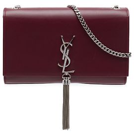 Autre Marque Saint Laurent Red Medium Smooth Calfskin Classic Monogram Kate Tassel Crossbody