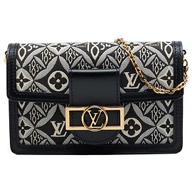 Louis Vuitton Black Monogram Jacquard Since 1854 Dauphine Chain Wallet