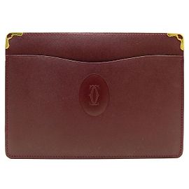 NEW MUST DE CARTIER BORDEAUX LEATHER DOCUMENT PAPER HOLDER