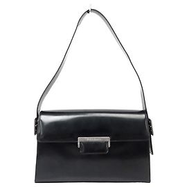BOLSA DE MÃO DE OMBRO VINTAGE YVES SAINT LAURENT EM COURO BOX PRETO