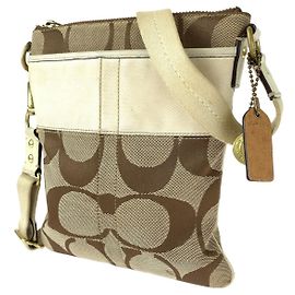 Borsa a tracolla Coach Signature Stripe in tela e pelle