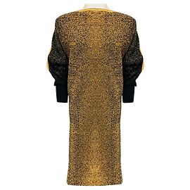 Jean Paul Gaultier Maille Femme Gold Metallic / Black Glitter Knit Midi Dress