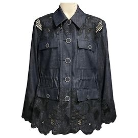 Veronica Beard Indigo Rinse Kiki Eyelet Jacke