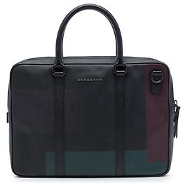 Sac business Newburg Burberry en cuir de veau grainé colorblock noir