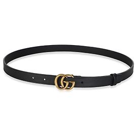Cintura sottile Gucci Marmont in pelle di vitello nera con GG intrecciato 90/36