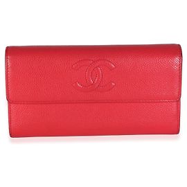 Chanel Vintage Dark Pink Caviar Timeless CC Flap Geldbörse