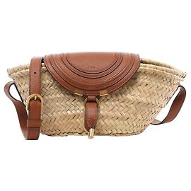 Chloé Borsa a tracolla Chloe Marcie Small in rafia x pelle Beige × Brown