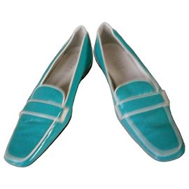 Autre Marque Tusardi Mocasines de cuero charol azul y blanco