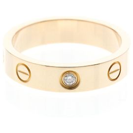 Anel Cartier Mini Love com Diamante em Ouro Rosa