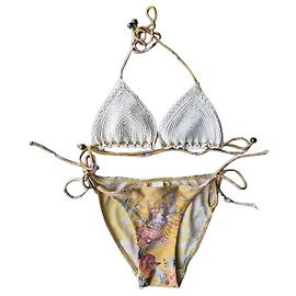 Zimmermann Bañador de dos piezas de ganchillo y estampado floral