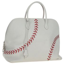 Hermès HERMES Bolide 1923 Baseball 45 Bolsa de Mão Couro Gray Silver