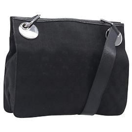 GUCCI GG Canvas Schultertasche Schwarz Silber 120841