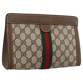 Bolso de mano GUCCI GG Supreme Web Sherry Line PVC Beige 89 01 001