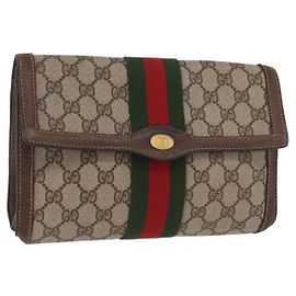 GUCCI GG Supreme Web Sherry Line Tasche PVC Beige Gold 84 014 3087 25