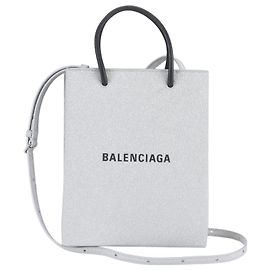 Bolsa porta-telemóvel em couro prateado Balenciaga