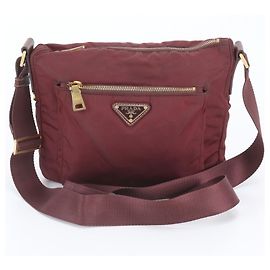 Bolsa de couro e nylon Tessuto com logo triangular Prada