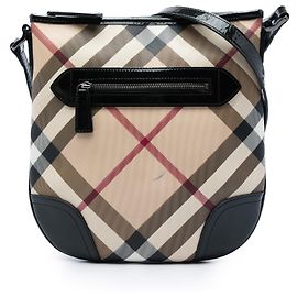 Borsa a tracolla Burberry Beige Supernova Check Coated Canvas Dryden