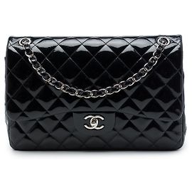 Chanel Black Jumbo Classic Patent Double Flap