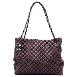 Chanel Purple Large Quilted Iridescent Calfskin New Bubble Tote