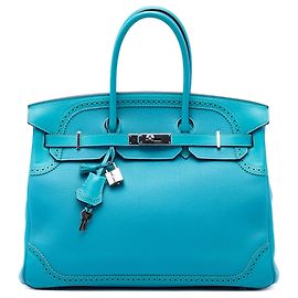 Hermès Blue Togo and Swift Ghillies Birkin Retourne 35