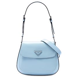 Prada Blue Medium Spazzolato Leather Cleo Flap Crossbody