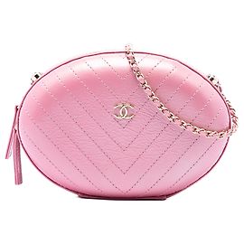 Borsa da sera La Pausa in vitello con cuciture chevron rosa Chanel