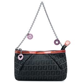 Pochette de corrente Fendi em lona Zucchino preta