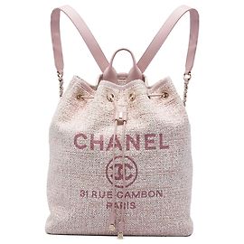 Chanel Deauville Rucksack aus rosa Tweed mit Kordzug
