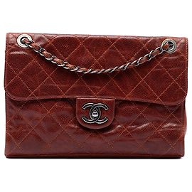 Chanel Brown Medium Quilted Glazed Caviar Crave Flap