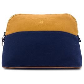 Hermès Blue Bicolor Toile Bolide Trousse De Voyage Pouch PM
