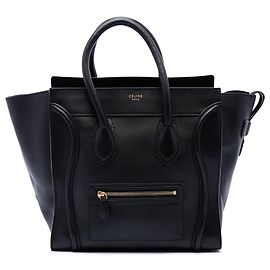 Céline Celine Black Mini Leather Luggage Tote
