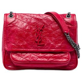 Autre Marque Saint Laurent Red Baby Crinkled Calfskin Niki