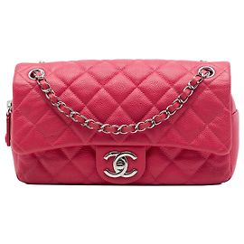 Chanel Pink Medium Quilted Caviar Easy Flap