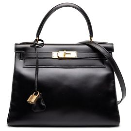 Hermès Black Box Calf Kelly Retourne 28