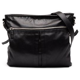 Borsa a tracolla Prada in vitello morbido nero con tasca frontale, Large