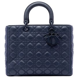 Dior Blue Large Ultra Matte Calfskin Cannage Lady Dior