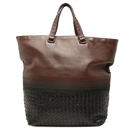 Tote Bottega Veneta in Nappa Intrecciato Bicolore Marrone