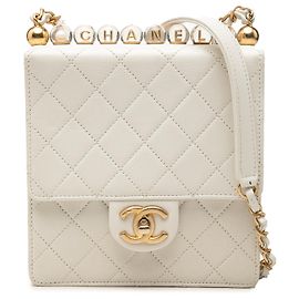 Chanel White Small Lambskin Chic Pearls Flap