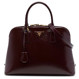 Prada Promenade Große Satchel aus Saffiano Vernice in Rot