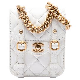 Chanel White Mini Aged Calfskin City School Flap