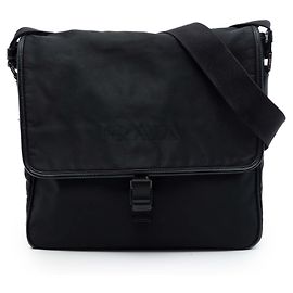 Borsa a tracolla Prada in Tessuto con rifiniture in Saffiano nero e fibbia