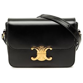 Céline Celine Black Teen Shiny Calfskin Triomphe Crossbody