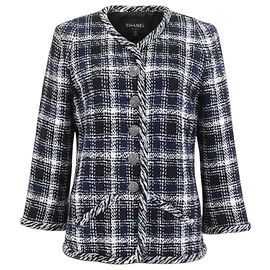 Chanel Blue White and Black Tweed Jacket